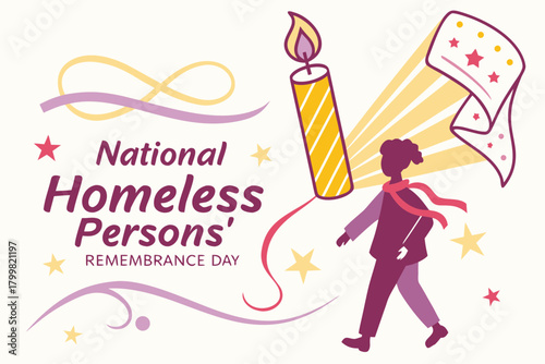 NATIONAL HOMELESS PERSONS' REMEMBRANCE DAY vector illustration 