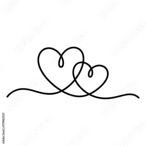 Two interconnected hearts drawn with a single continuous line