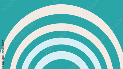 Minimalist Teal And Cream Abstract Rainbow Arch Pattern Background vector illustration