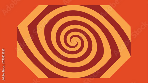 Octagonal Frame with Orange and Red Spiral Swirl Pattern abstract