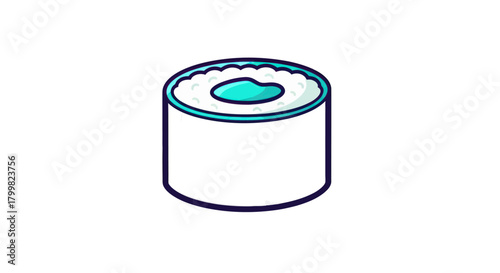 Simple cartoon illustration of a single sushi maki roll.