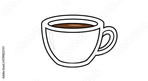 Simple Line Art Drawing of a Coffee Cup with Dark Liquid.
