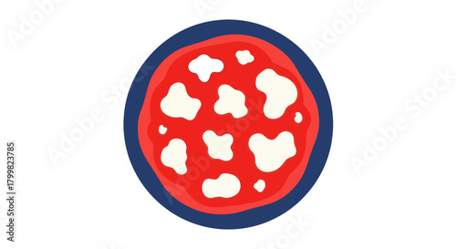 Minimalist Pizza Illustration with Red Sauce and White Cheese.