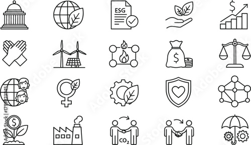 Mega Set of Hand Drawn Economy, Ecology, and Business Doodle Line Icons Vector Illustration