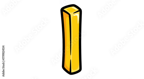 Single golden french fry standing upright with a cartoonish outline.