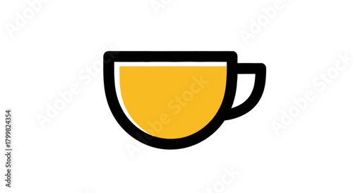 Simple Yellow Tea Cup Icon Design.