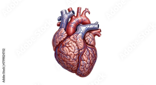Detailed Anatomical Illustration of a Human Heart
