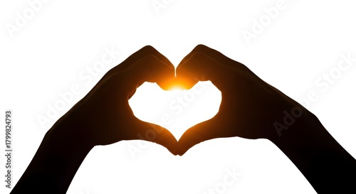 Hands Forming a Heart with Sunlight