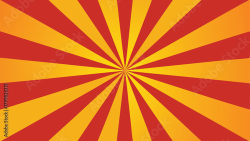 Red and Yellow Sunburst Radial Background Pattern abstract bright