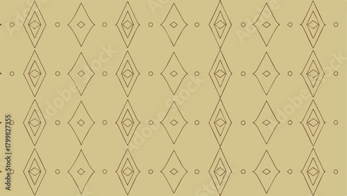 Repeating pattern of hand-drawn diamond shapes and small circles on a beige background graphic