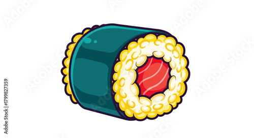 Delicious sushi roll with tuna and rice ready to eat.