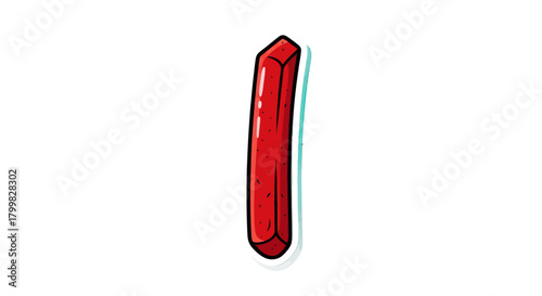 Hand drawn red crystal gemstone illustration isolated on white.