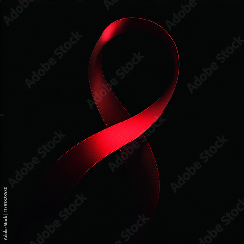 Ruban rouge sur fond noir pour la journée mondiale de lutte contre le sida et le Sidaction, visuel symbolique et percutant pour le 1er décembre
