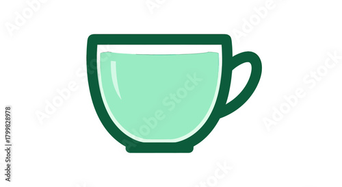 Illustration of a Cup Filled with Pale Green Liquid.