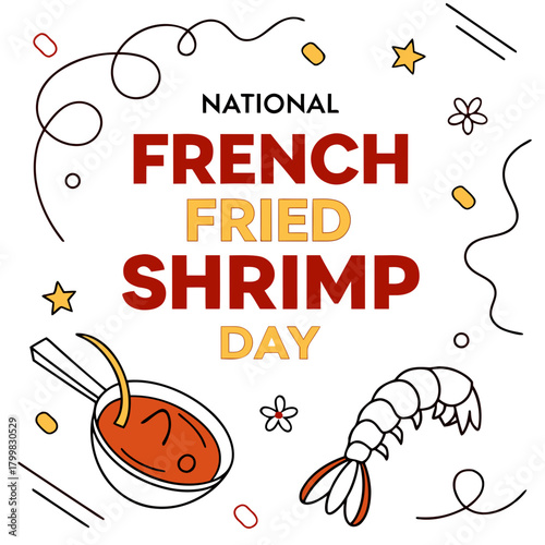 NATIONAL FRENCH FRIED SHRIMP DAY vector illustration isolated on white background