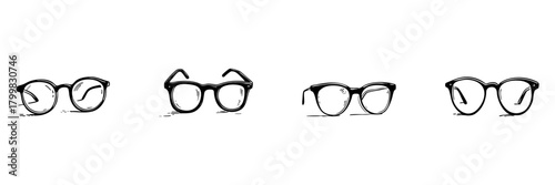 Eyeglasses Doodle Sketch Set. Fashionable Eyewear Styles And Optical Accessories In Hand Drawn Style Collection. Vision Correction And Style Statement. Hand Drawn Isolated Vector Illustration