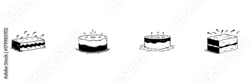 Cake And Dessert Doodle Sketch Set. Sweet Treats And Baking Art In Hand Drawn Style Collection. Confectionery And Pastry Illustration. Isolated Vector Illustration