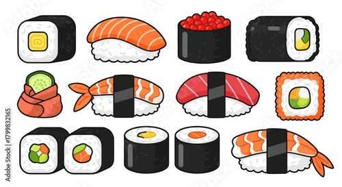 Delicious sushi assortment showcasing various types and flavors for culinary enjoyment.