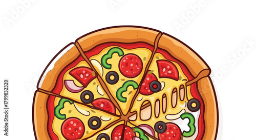 Delicious Sliced Pizza With Toppings Ready To Eat.