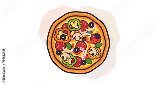 Delicious pizza with colorful toppings, a classic Italian dish.