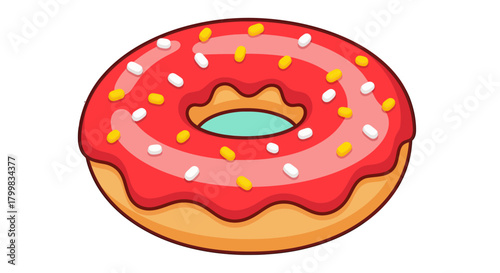 Delicious Pink Frosted Donut with Colorful Sprinkles.