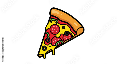 Delicious Pepperoni Pizza Slice with Melted Cheese and Sauce.