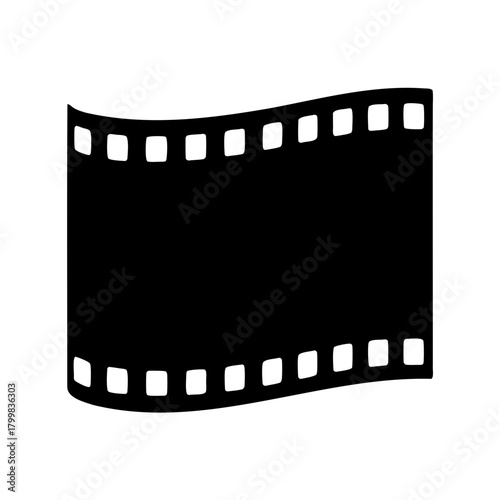 Classic curved film strip icon, entertainment and movies Vector, illustration