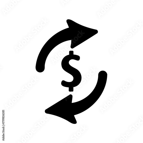 Financial transaction icon, money exchange, currency flow Vector, illustration
