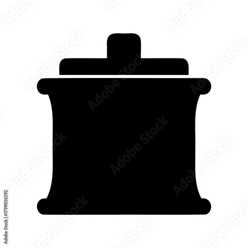 Rubbish bin simple black icon for waste management app Vector, illustration