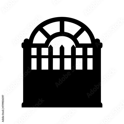Arched window or gate icon, simple architectural graphic Vector, illustration