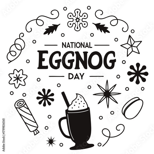 NATIONAL EGGNOG DAY vector illustration isolated on white background