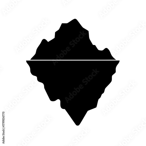 Iceberg tip showing above and below water line concept Vector, illustration