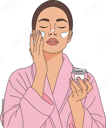 Woman Applying Skincare Products to Her Face