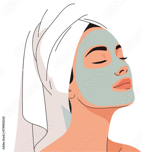 Woman Enjoying a Soothing Facial Mask Treatment