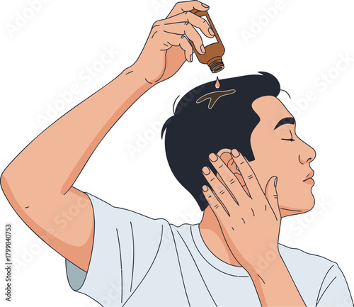 Man Applying Hair Serum For Scalp Health
