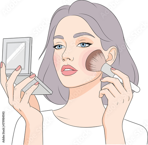 Woman applying makeup with a brush