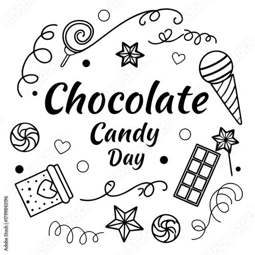National Chocolate Candy Day Vector Illustration, Assorted Chocolate Candies and Sweet Treats Isolated on White Background