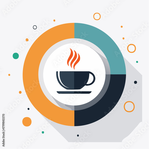 Circle Segment Coffee Cup Icon A Colorful Design for Cafe and Beverage Themes