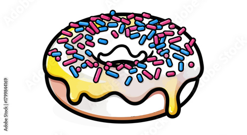 Delicious Glazed Donut with Colorful Sprinkles Sweet Treat.