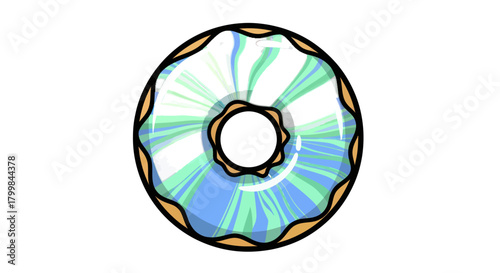 Delicious glazed donut with colorful swirls and a sweet treat.
