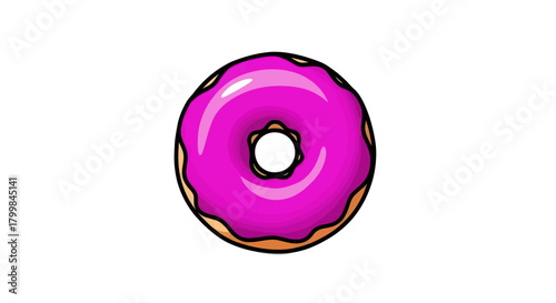 Delicious Donut with Pink Glaze and Sprinkles Illustration.