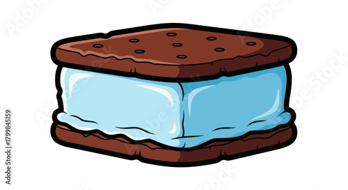 Delicious Ice Cream Sandwich with Chocolate Wafers Illustration.