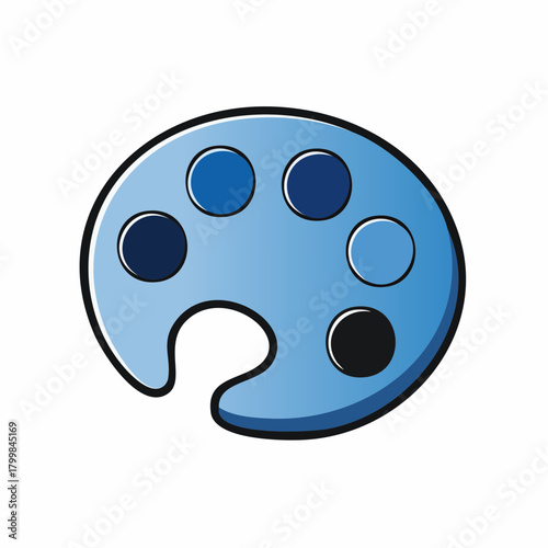 Art palette with blue circles representing paint colors, symbolizing creativity and artistic expression