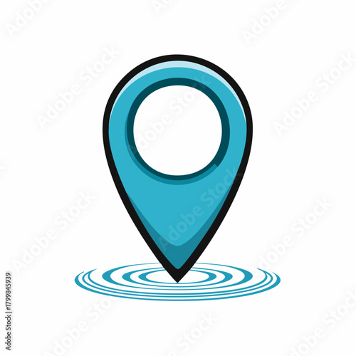 Clean teal location pin icon with ripple effect, pinpointing a specific spot and signifying precise geographical positioning for modern navigation and digital maps