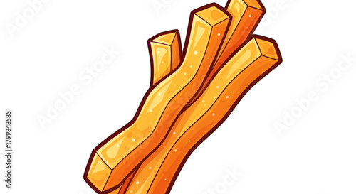 Crispy Golden French Fries Isolated on White Background.