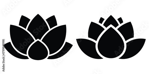 lotus bud silhouette flowers isolated on transparent background