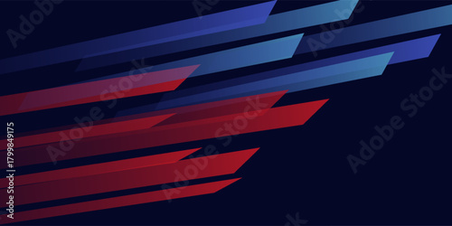 Speed dynamic background with rectangular shapes in motion forming texture, sport background, red and blu lined in dark space