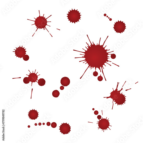 Red Blood Splatter and Drips Set