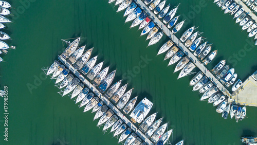 Drone Photo of Sigacik Marina, Aegean Sea Cittaslow City Seferihisar, Izmir - Turkey