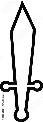 Sword, Spear, and Weapon Icon of Sharp Blade, Dagger, and Arrowhead Symbols, Black Line Vector, Combat Armory, Battle Tool, War Equipment, and Medieval Weaponry